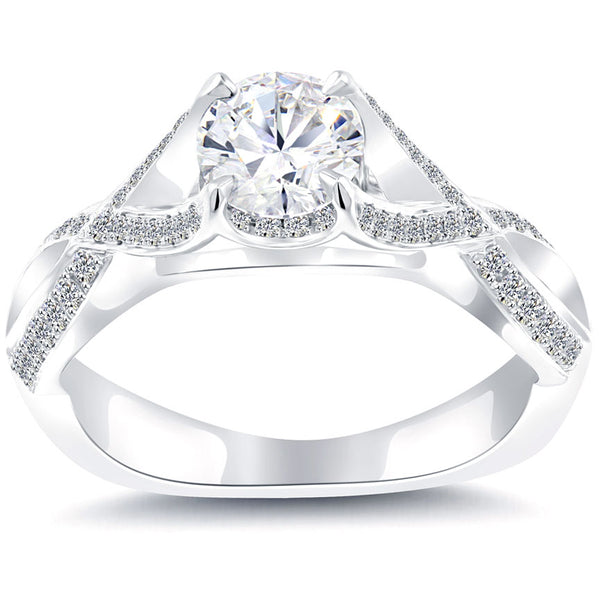 1.08 Carat D-SI2 Certified Natural Round Diamond Engagement Ring 18k White Gold