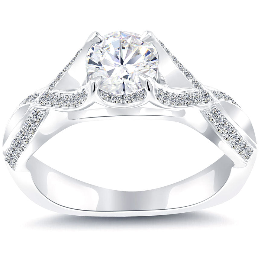1.08 Carat D-SI2 Certified Natural Round Diamond Engagement Ring 18k White Gold