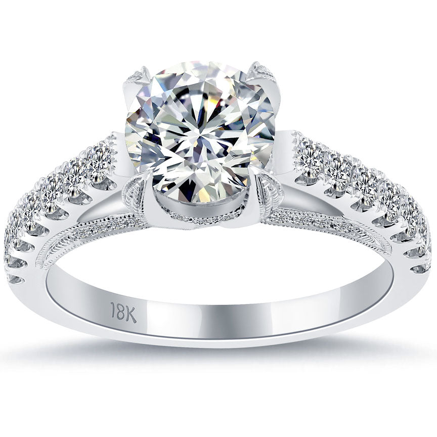 2.34 Carat E-SI2 Certified Natural Round Diamond Engagement Ring 18k White Gold