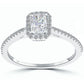 0.94 Carat H-VS1 Radiant Cut Diamond Engagement Ring 18k White Gold Pave Halo