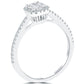 0.94 Carat H-VS1 Radiant Cut Diamond Engagement Ring 18k White Gold Pave Halo