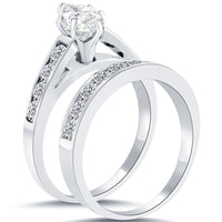 3.08 Ct. G-VS2 Marquise Cut Diamond Engagement Ring & Wedding Band Set PLATINUM