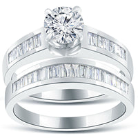 1.46 Carat G-SI1 Diamond Engagement Ring & Wedding Band Set 14k White Gold