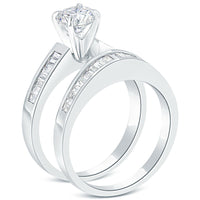 1.25 Carat G-SI1 Diamond Engagement Ring & Wedding Band Set 14k White Gold