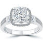 2.42 Carat F-VS2 Cushion Cut Diamond Engagement Ring 18k White Gold Pave Halo