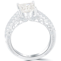 2.03 Carat L-SI2 Princess Cut Diamond Engagement Ring 14k Gold Vintage Style