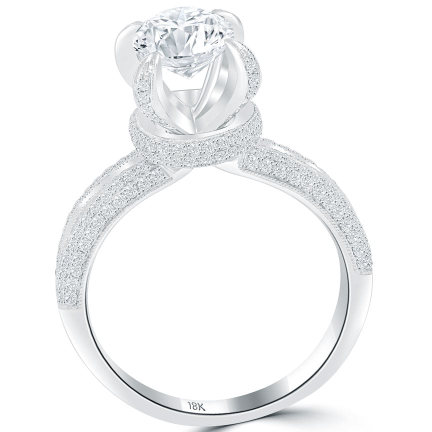 1.75 Carat D-I1 Certified Natural Round Diamond Engagement Ring 18k White Gold