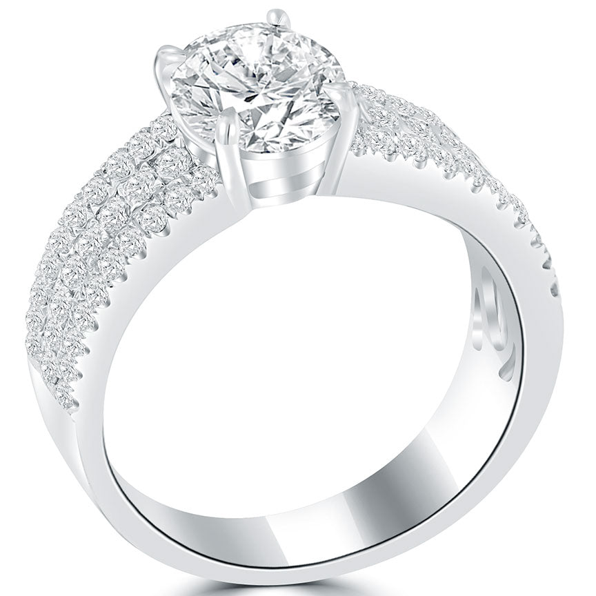 1.62 Carat G-SI1 Certified Natural Round Diamond Engagement Ring 14k White Gold