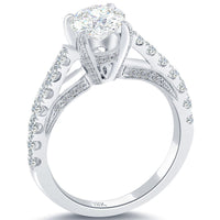 2.37 Carat H-SI2 Certified Natural Round Diamond Engagement Ring 18k White Gold