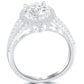 1.88 Carat F-SI3 Natural Round Diamond Engagement Ring 18k White Gold Pave Halo