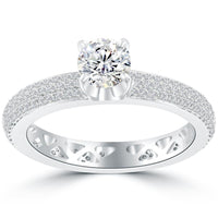 1.52 Carat E-SI2 Round Diamond Engagement Eternity Ring 14k White Gold