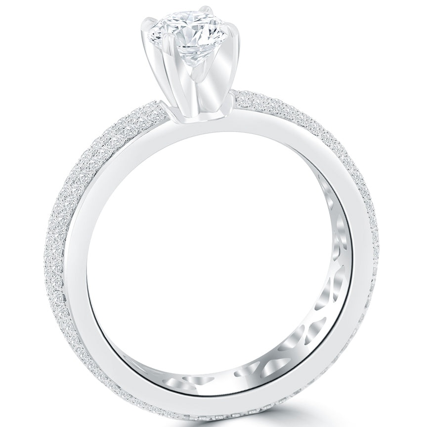 1.52 Carat E-SI2 Round Diamond Engagement Eternity Ring 14k White Gold
