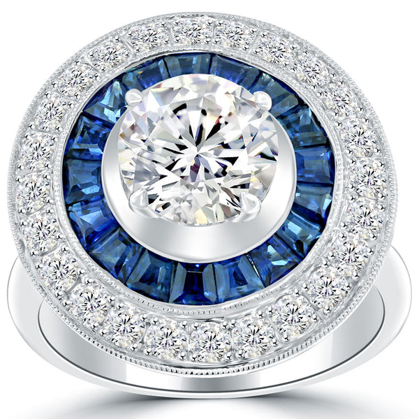 4.59 Carat F-SI1 Natural Round Diamond Engagement Ring 18k Gold Vintage Style