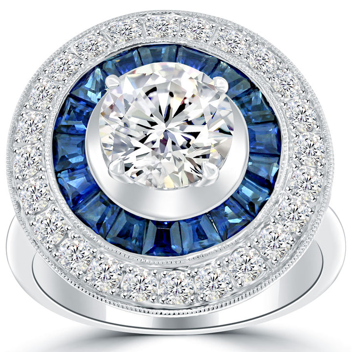 4.59 Carat F-SI1 Natural Round Diamond Engagement Ring 18k Gold Vintage Style