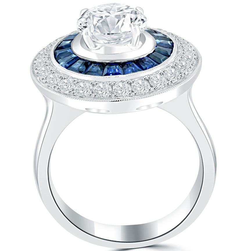 4.59 Carat F-SI1 Natural Round Diamond Engagement Ring 18k Gold Vintage Style