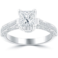 1.38 Carat H-SI1 Certified Princess Cut Diamond Engagement Ring 18k White Gold