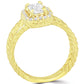 0.96 Carat H-VVS1 Emerald Cut Diamond Engagement Ring 14k Yellow Gold Pave Halo