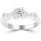 0.88 Carat D-VS1 Certified Natural Round Diamond Engagement Ring 14k White Gold