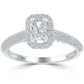 1.28 Carat F-SI1 Cushion Cut Natural Diamond Engagement Ring 18k Gold Pave Halo