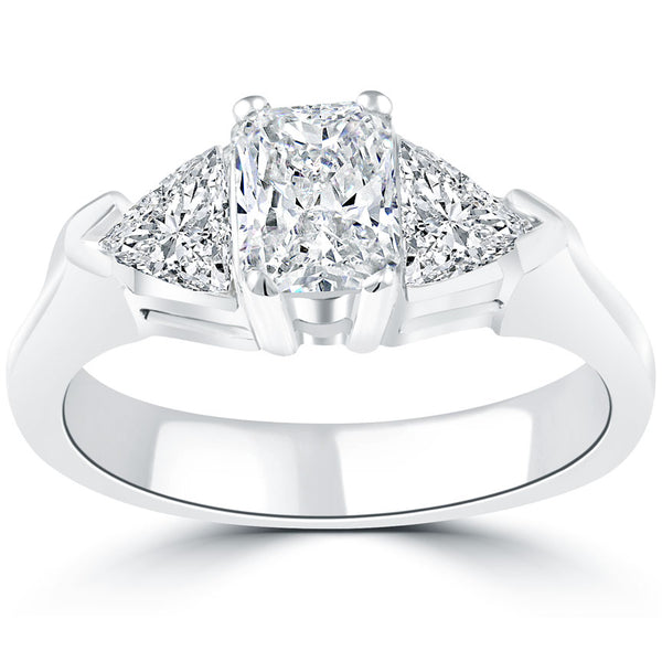 1.75 Carat G-SI2 Radiant Cut Three Stone Diamond Engagement Ring 14k White Gold