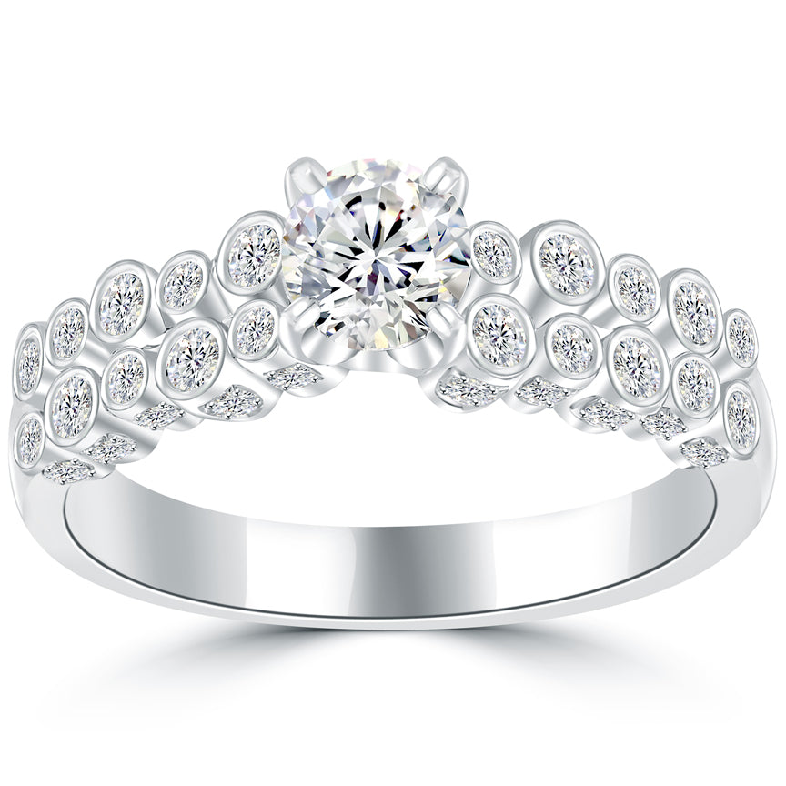 1.04 Carat F-SI3 Certified Natural Round Diamond Engagement Ring 14k White Gold