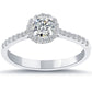 0.78 Carat H-VS2 Natural Round Diamond Engagement Ring 14k White Gold Pave Halo