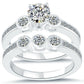 1.96 Carat G-SI1 Diamond Engagement Ring & Wedding Band Set 14k White Gold