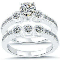 1.96 Carat G-SI1 Diamond Engagement Ring & Wedding Band Set 14k White Gold