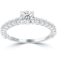 1.16 Carat F-SI1 Certified Natural Round Diamond Engagement Ring 18k White Gold