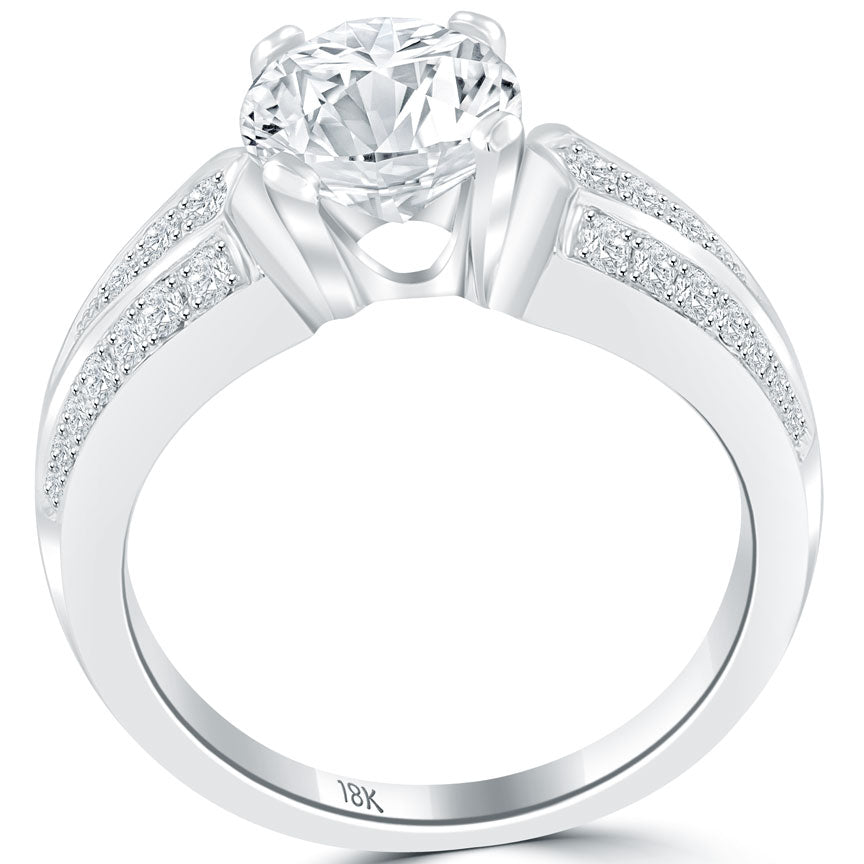 2.56 Carat G-SI2 Certified Natural Round Diamond Engagement Ring 18k White Gold