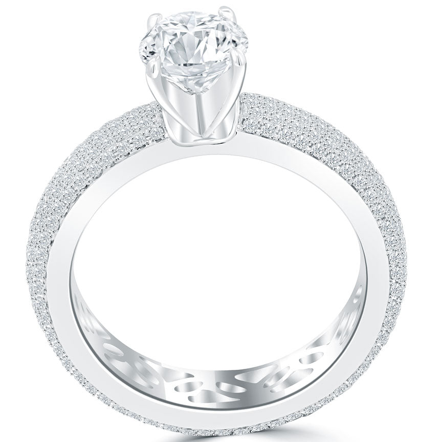 2.28 Carat F-SI2 Round Diamond Engagement Eternity Ring 14k White Gold