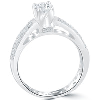 1.03 Carat E-SI1 Certified Natural Round Diamond Engagement Ring 14k White Gold