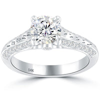 1.65 Carat E-SI1 Certified Natural Round Diamond Engagement Ring 14k White Gold