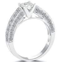 1.78 Carat G-VS2 Princess Cut Natural Diamond Engagement Ring 14k White Gold
