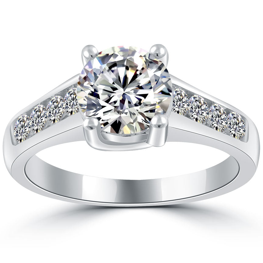 2.18 Carat G-VS2 Certified Natural Round Diamond Engagement Ring 14k White Gold