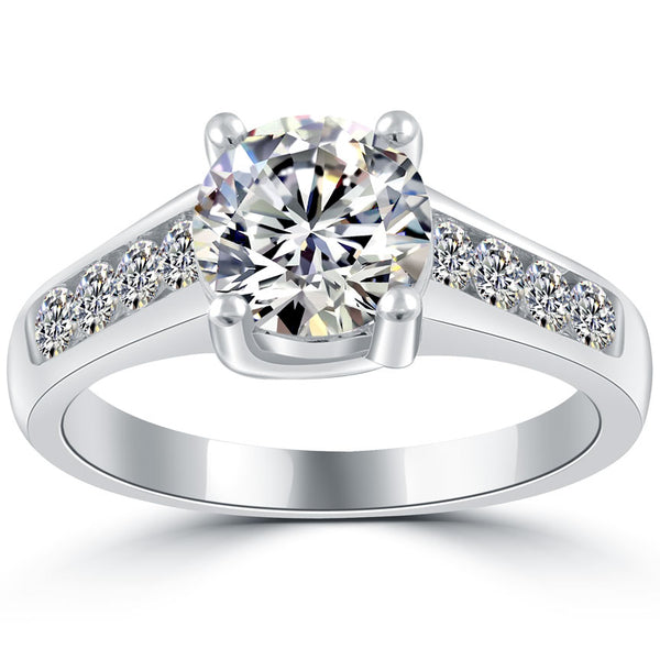 2.18 Carat G-VS2 Certified Natural Round Diamond Engagement Ring 14k White Gold