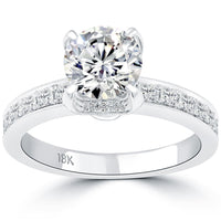 1.86 Carat D-SI3 Certified Natural Round Diamond Engagement Ring 18k White Gold