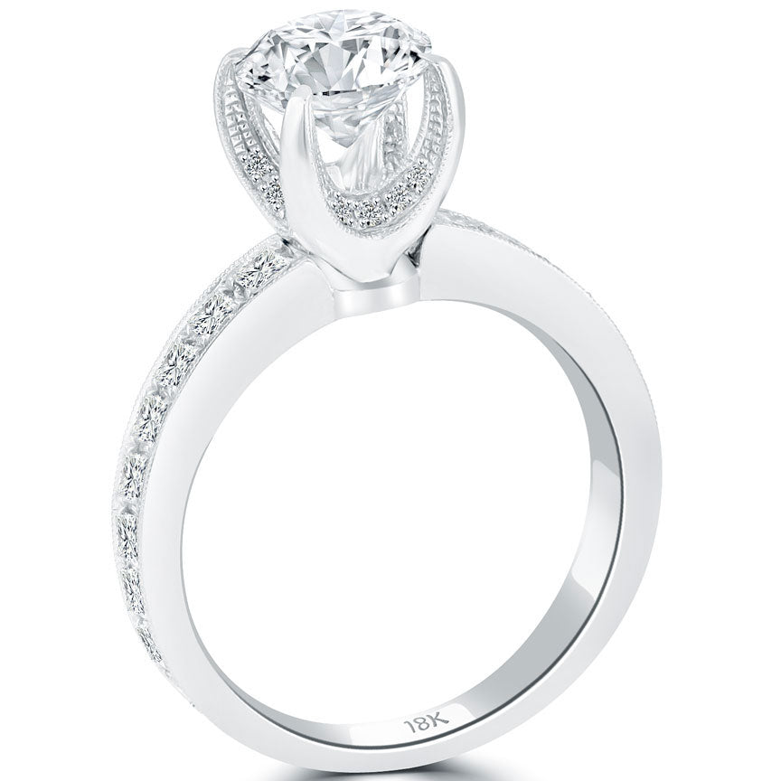1.86 Carat D-SI3 Certified Natural Round Diamond Engagement Ring 18k White Gold