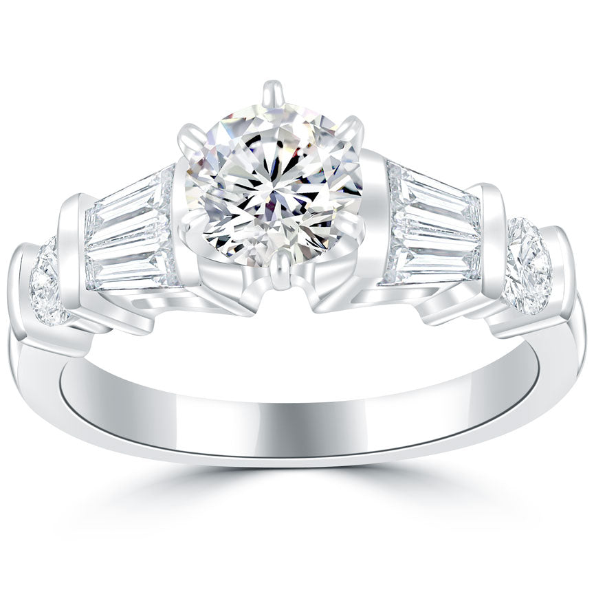 2.00 Carat J-SI1 Certified Natural Round Diamond Engagement Ring 18k White Gold