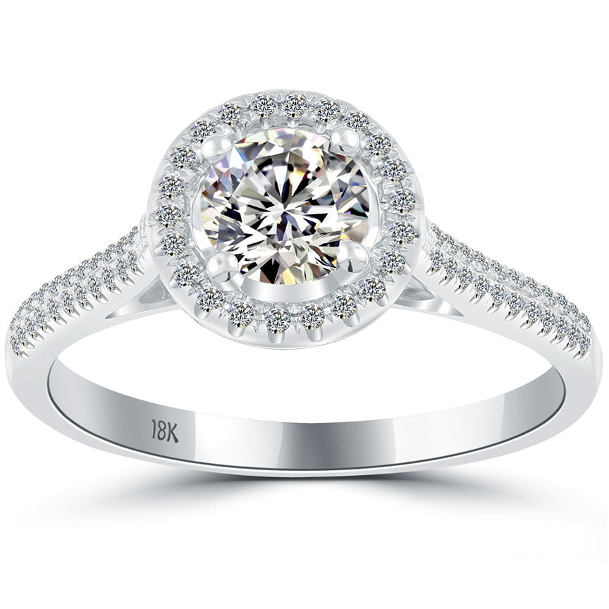 1.05 Carat H-VS1 Vintage Style Natural Round Diamond Engagement Ring 18k Gold