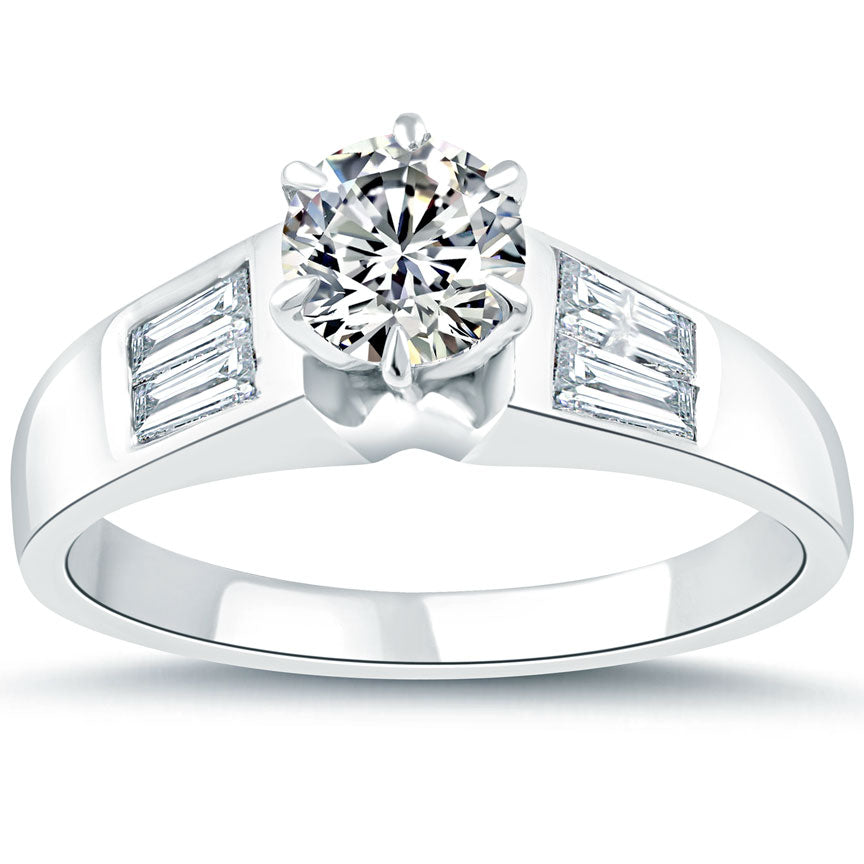 1.42 Carat G-SI1 Certified Natural Round Diamond Engagement Ring 14k White Gold