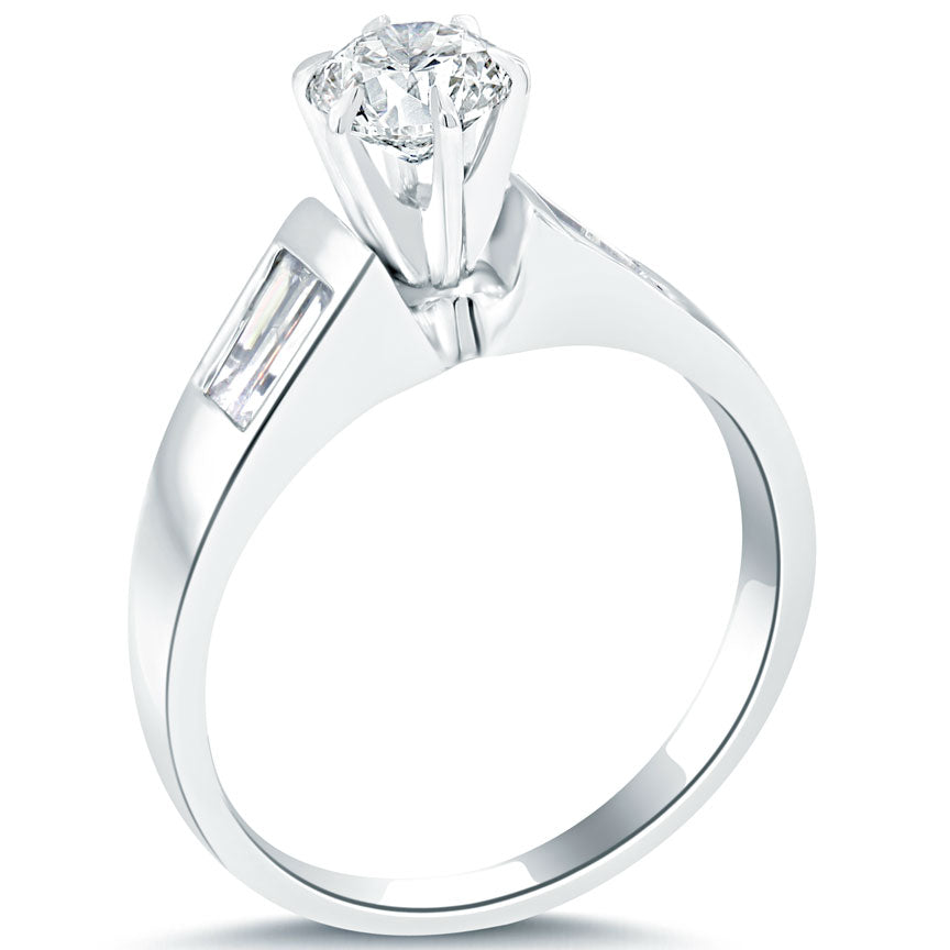 1.42 Carat G-SI1 Certified Natural Round Diamond Engagement Ring 14k White Gold