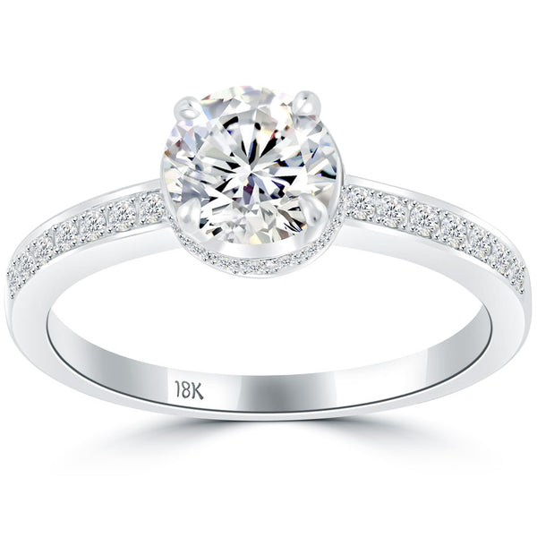 1.30 Carat D-SI2 Certified Natural Round Diamond Engagement Ring 18k White Gold