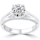 1.28 Carat F-SI2 Certified Natural Round Diamond Engagement Ring 18k White Gold