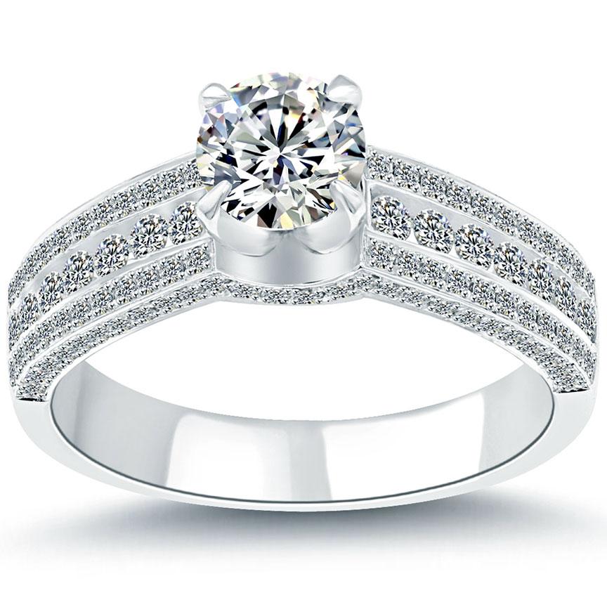 1.39 Carat D-SI2 Certified Natural Round Diamond Engagement Ring 14k White Gold