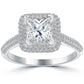 2.04 Ct. G-SI1 Certified Princess Cut Diamond Engagement Ring 14k Gold Pave Halo