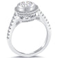 1.51 Carat D-SI1 Natural Round Diamond Engagement Ring 18k White Gold Pave Halo