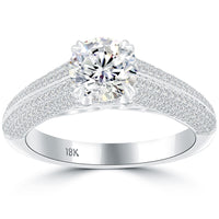 2.13 Carat I-VS2 Certified Natural Round Diamond Engagement Ring 18k White Gold