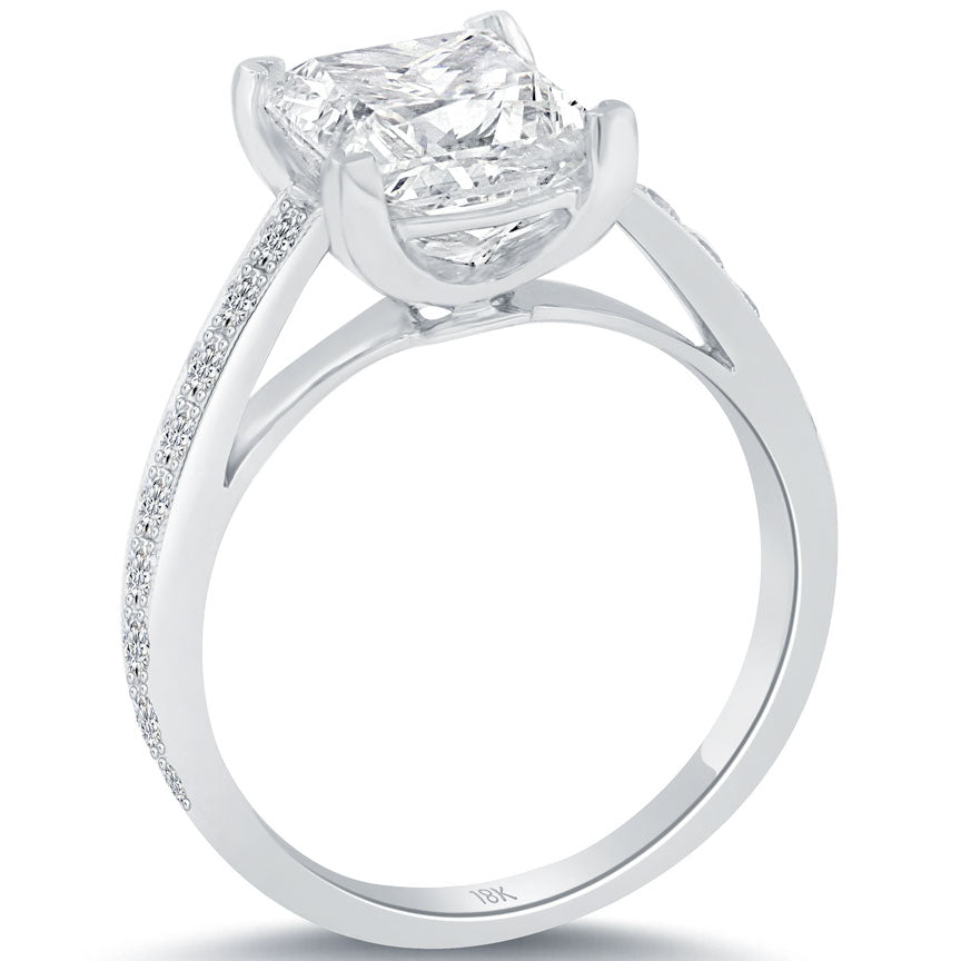 3.24 Carat G-SI1 Certified Princess Cut Diamond Engagement Ring 18k White Gold