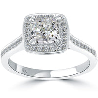 1.52 Carat H-SI1 Radiant Cut Vintage Style Natural Diamond Engagement Ring 18k